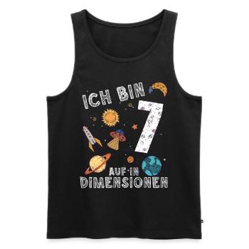 Ich bin 7 Auf in neue Dimensionen 7. Geburtstag - Männer Premium Bio Tank Top - Schwarz - Vorne - Michal (187cm)