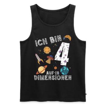 Ich bin 4 Auf in neue Dimensionen 4. Geburtstag - Männer Premium Bio Tank Top - Schwarz - Vorne - Michal (187cm)