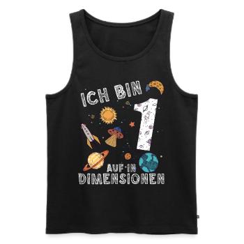 Ich bin 1 Auf in neue Dimensionen 1. Geburtstag - Männer Premium Bio Tank Top - Schwarz - Vorne - Michal (187cm)
