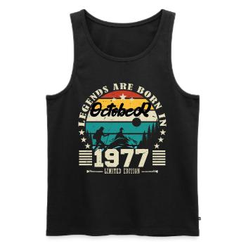 October 1977. October 1977 Anniversary Gift. - Men's Premium Organic Tank Top - black - Front - Michal (187cm)