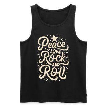 Peace Love Rock And Roll Déclaration Devise - Débardeur bio Premium Homme - noir - Devant - AI Model Male 178 light (178cm)