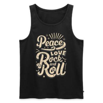 Peace Love Rock And Roll Déclaration Devise - Débardeur bio Premium Homme - noir - Devant - AI Model Male 178 light (178cm)