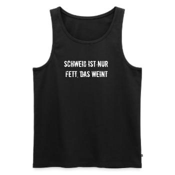 Fitness - Schweiß ist nur Fett, das weint - Männer Premium Bio Tank Top - Schwarz - Vorne - Michal (187cm)