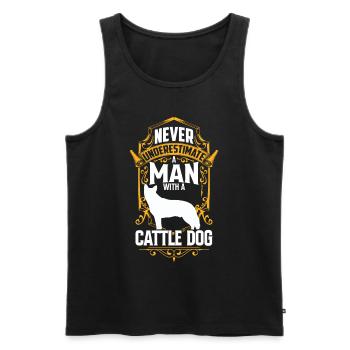 Underestimating Man with Australian Cattle Dog - Men's Premium Organic Tank Top - black - Front - AI Model Male 178 light (178cm)