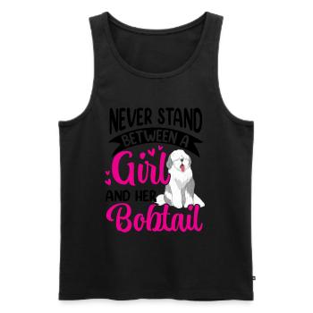 Girl and her Bobtail Old English Sheepdog - Men's Premium Organic Tank Top - black - Front - Michal (187cm)