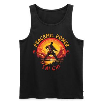 Tai Chi Taijiquan Peaceful Power Tai Chi Chuan - Men's Premium Organic Tank Top - black - Front - Michal (187cm)