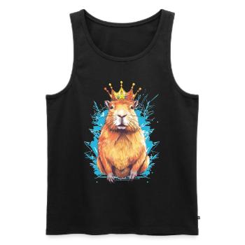 Capybara avec capybara couronne - Débardeur bio Premium Homme - noir - Devant - Michal (187cm)