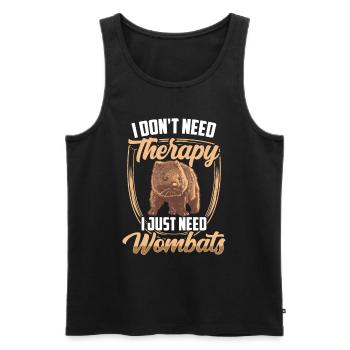 Wombat brauche keine Therapie Beuteltier - Männer Premium Bio Tank Top - Schwarz - Vorne - AI Model Male 178 light (178cm)