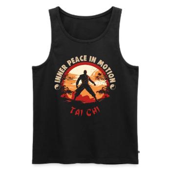 Tai Chi Design Paix Intérieure en Mouvement Taijiquan - Débardeur bio Premium Homme - noir - Devant - AI Model Male 178 light (178cm)