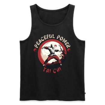 Tai Chi Taijiquan Peaceful Power Tai Chi Chuan - Men's Premium Organic Tank Top - black - Front - Michal (187cm)