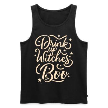 Drink Up Witches Boo Lustiger Halloween Spruch - Männer Premium Bio Tank Top - Schwarz - Vorne - Michal (187cm)
