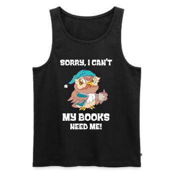 Niedliche Bücher Eule Lustige Leseliebhaber Leser - Männer Premium Bio Tank Top - Schwarz - Vorne - AI Model Male 178 light (178cm)