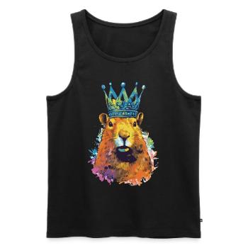 Capybara avec capybara couronne - Débardeur bio Premium Homme - noir - Devant - Michal (187cm)