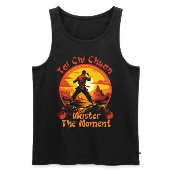 Tai Chi Chuan Master the Moment Taijiquan - Men's Premium Organic Tank Top - black - Front - Michal (187cm)