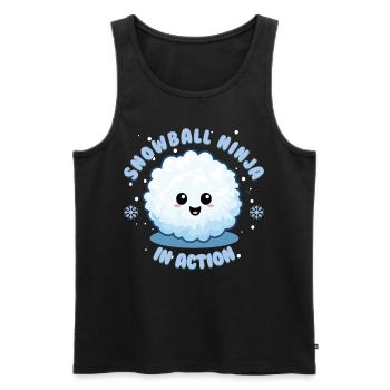 Schneeballschlacht - Snowball Ninja in Action - Männer Premium Bio Tank Top - Schwarz - Vorne - AI Model Male 178 light (178cm)