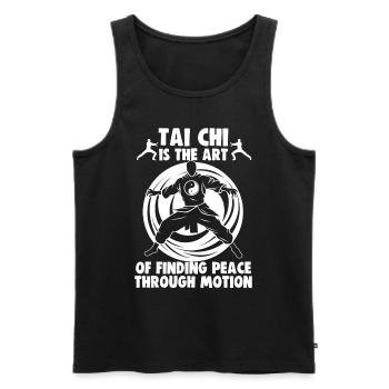 Le Tai Chi est l’art de trouver la paix Le Taijiquan - Débardeur bio Premium Homme - noir - Devant - Michal (187cm)
