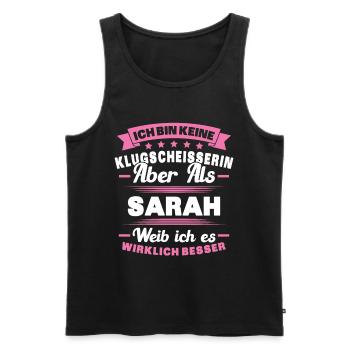 Name Sarah Vorname Klugscheisserin Namenstag - Männer Premium Bio Tank Top - Schwarz - Vorne - AI Model Male 178 light (178cm)