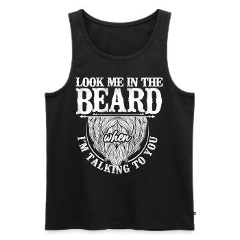 Amant barbe Homme barbu Regarde-moi - Débardeur bio Premium Homme - noir - Devant - Michal (187cm)