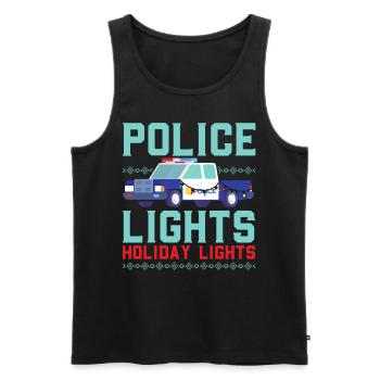 Police Lumières Joies Festives Police Noël - Débardeur bio Premium Homme - noir - Devant - Michal (187cm)
