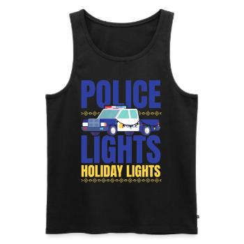 Police Lumières Joies Festives Police Noël - Débardeur bio Premium Homme - noir - Devant - Michal (187cm)