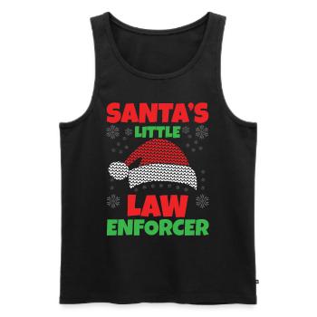 La petite loi du Père Noël : la police - Débardeur bio Premium Homme - noir - Devant - Michal (187cm)