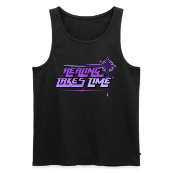 Healing Takes Time Mental Health Quote 90s Aesthet - Männer Premium Bio Tank Top - Schwarz - Vorne - Michal (187cm)
