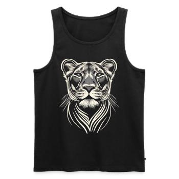 La reine de la savane : le portrait du lion blanc - Débardeur bio Premium Homme - noir - Devant - Michal (187cm)