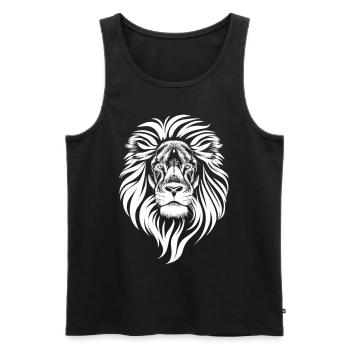 La Majesté : Le Lion Blanc - Débardeur bio Premium Homme - noir - Devant - AI Model Male 178 light (178cm)