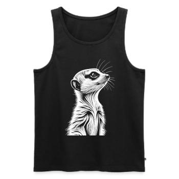 Mignons explorateurs: le portrait de suricate - Débardeur bio Premium Homme - noir - Devant - Michal (187cm)