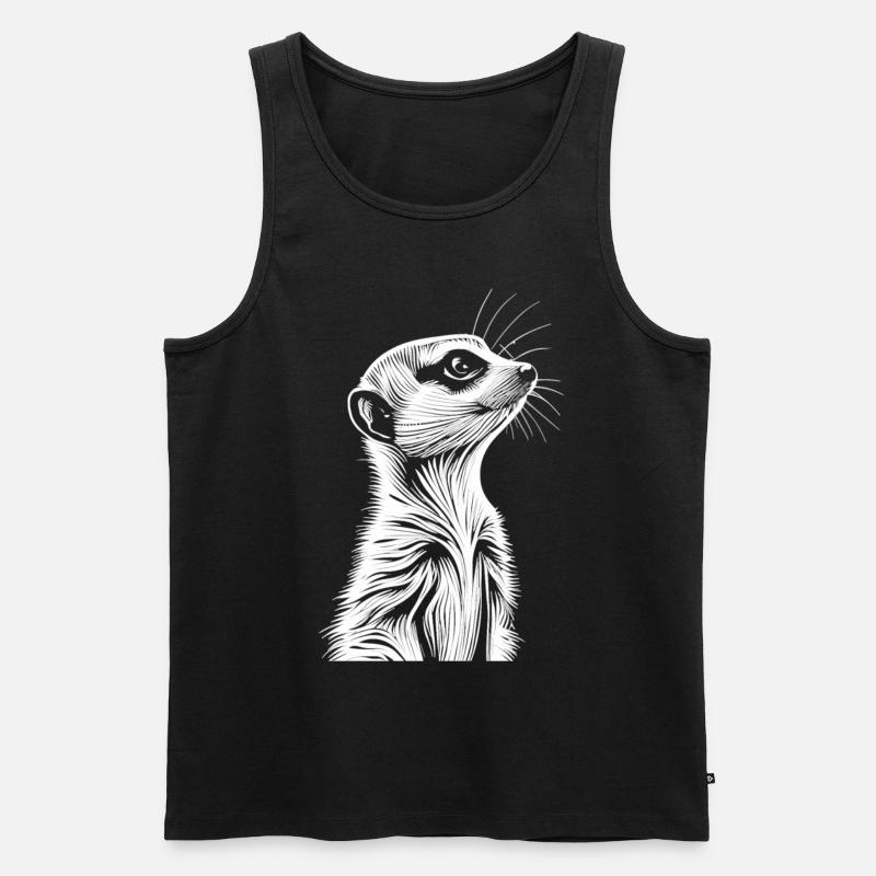 Niedliche Entdecker: Das Erdmännchen-Porträt - Männer Premium Bio Tank Top - Schwarz