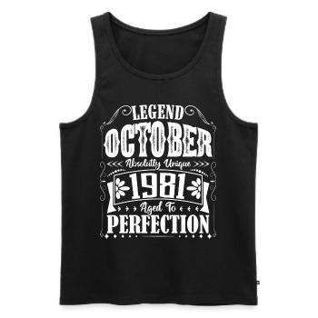 Octobre 1981. Cadeau d'Anniversaire octobre 1981. - Débardeur bio Premium Homme - noir - Devant - AI Model Male 178 light (178cm)