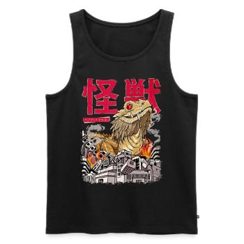 Kaiju Dragon Barbu Oeuf Monstre Japonais Anime - Débardeur bio Premium Homme - noir - Devant - AI Model Male 178 light (178cm)