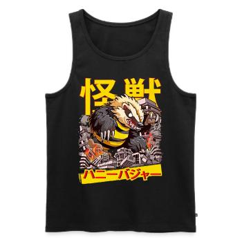 Kaiju Honey Badger Puzzle de monstres d’anime japonais - Débardeur bio Premium Homme - noir - Devant - AI Model Male 178 light (178cm)