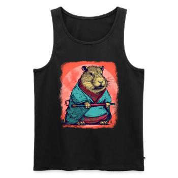 Capybara Samurai Wasserschwein - Men's Premium Organic Tank Top - black - Front - Michal (187cm)