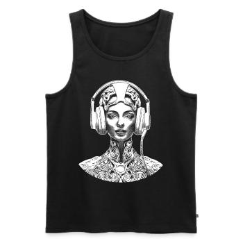 Cyborg print T-shirt in trendy hip-hop style - Men's Premium Organic Tank Top - black - Front - AI Model Male 178 light (178cm)