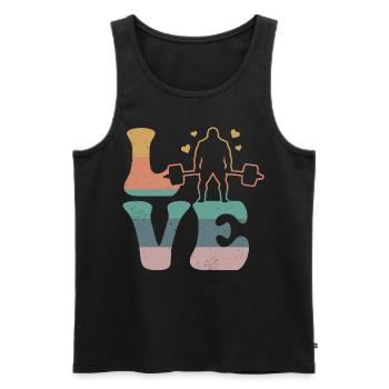 Deadlift Kreuzheben Gewichtheben LOVE - Männer Premium Bio Tank Top - Schwarz - Vorne - Michal (187cm)