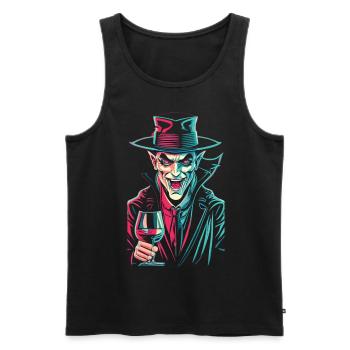 Vampir mit Rotwein Halloween Kostüm - Männer Premium Bio Tank Top - Schwarz - Vorne - Michal (187cm)