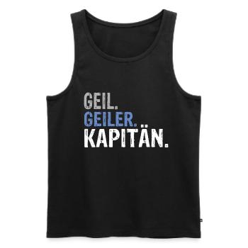 Kapitän Kapitän Spruch Kapitän Geburtstag - Männer Premium Bio Tank Top - Schwarz - Vorne - Michal (187cm)