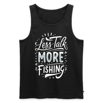 Less Talk More Fishing Angelbekleidung - Männer Premium Bio Tank Top - Schwarz - Vorne - AI Model Male 178 light (178cm)