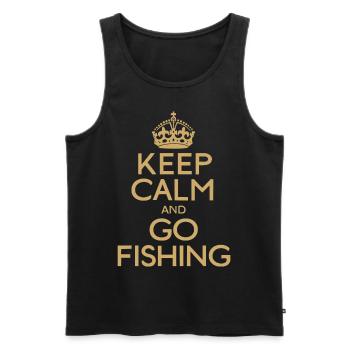 Keep Calm And Go Fishing Angler Sayings - Men's Premium Organic Tank Top - black - Front - Michal (187cm)
