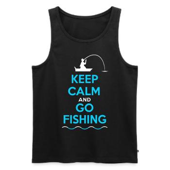 Keep Calm And Go Fishing Angler Sayings - Men's Premium Organic Tank Top - black - Front - Michal (187cm)