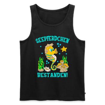 Seepferdchen Bestanden Schwimmprüfung Kinder - Männer Premium Bio Tank Top - Schwarz - Vorne - Michal (187cm)