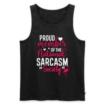 Fier membre de la National Sarcasm Society - Débardeur bio Premium Homme - noir - Devant - Michal (187cm)
