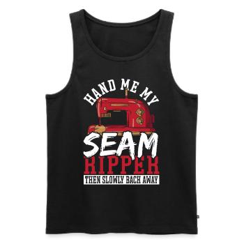 Hand Me My Seam Ripper Then Slowly Back Away - Männer Premium Bio Tank Top - Schwarz - Vorne - AI Model Male 178 light (178cm)