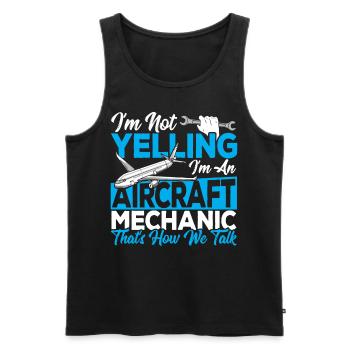 Je ne crie pas, je suis mécanicien d’avion - Débardeur bio Premium Homme - noir - Devant - Michal (187cm)