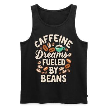 Caffeine Dreams Fueled by Beans Kaffee Spruch - Männer Premium Bio Tank Top - Schwarz - Vorne - Michal (187cm)