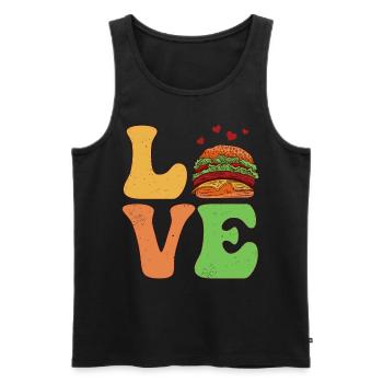 Burger Hamburger Cheeseburger LOVE - Débardeur bio Premium Homme - noir - Devant - Michal (187cm)