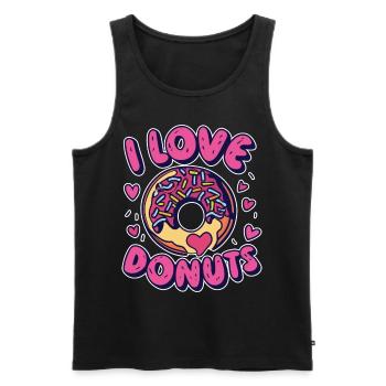 I love Donuts - Zelebriere deine Liebe für Donuts - Männer Premium Bio Tank Top - Schwarz - Vorne - AI Model Male 178 light (178cm)