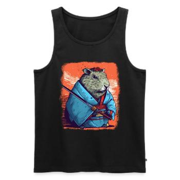 Capybara Samurai Wasserschwein - Men's Premium Organic Tank Top - black - Front - Michal (187cm)
