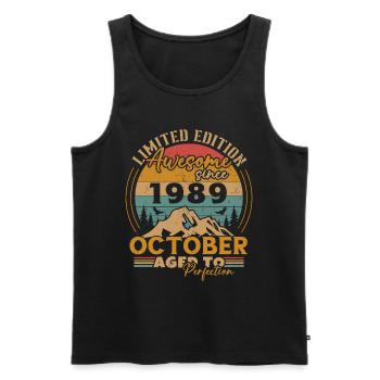 Original octobre 1989 vintage anniversaire 1989 - Débardeur bio Premium Homme - noir - Devant - Michal (187cm)
